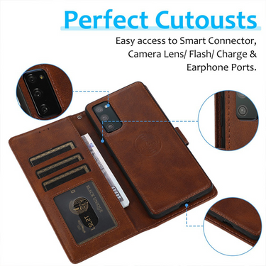 Samsung Galaxy S20 FE Compatible Case Cover With Leather Flip Wallet - Brown